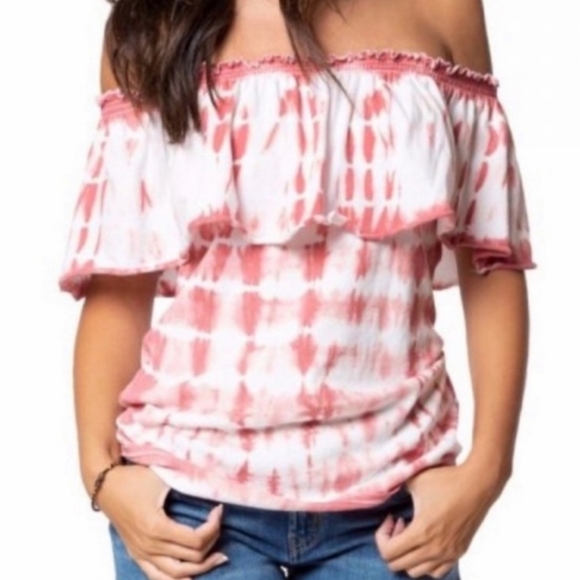 Chaser Tops - Chaser tie-dye off shoulder top